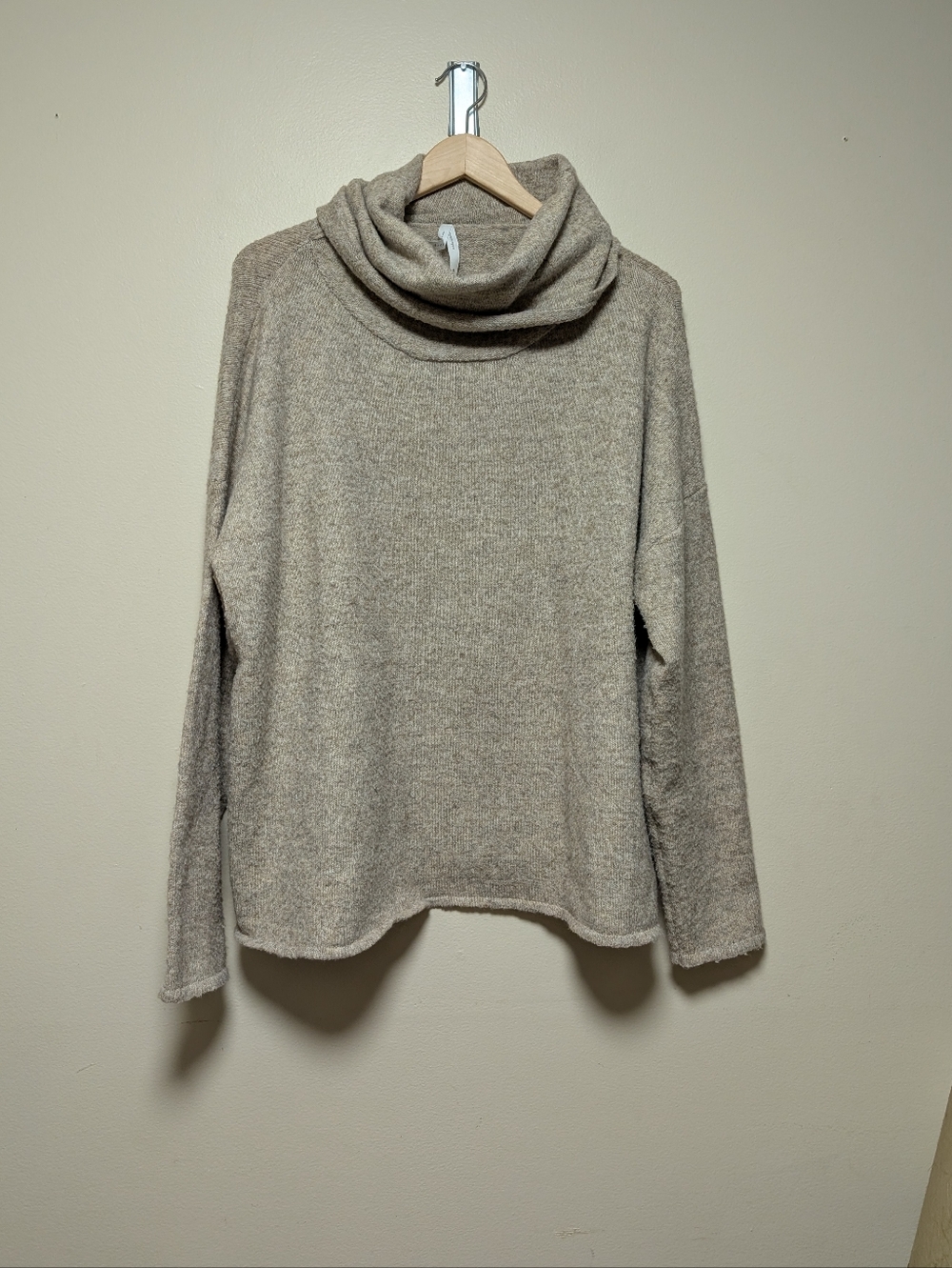 Dreamers by Debut Cowl Neck Sweater Oatmeal Soft Knit XL